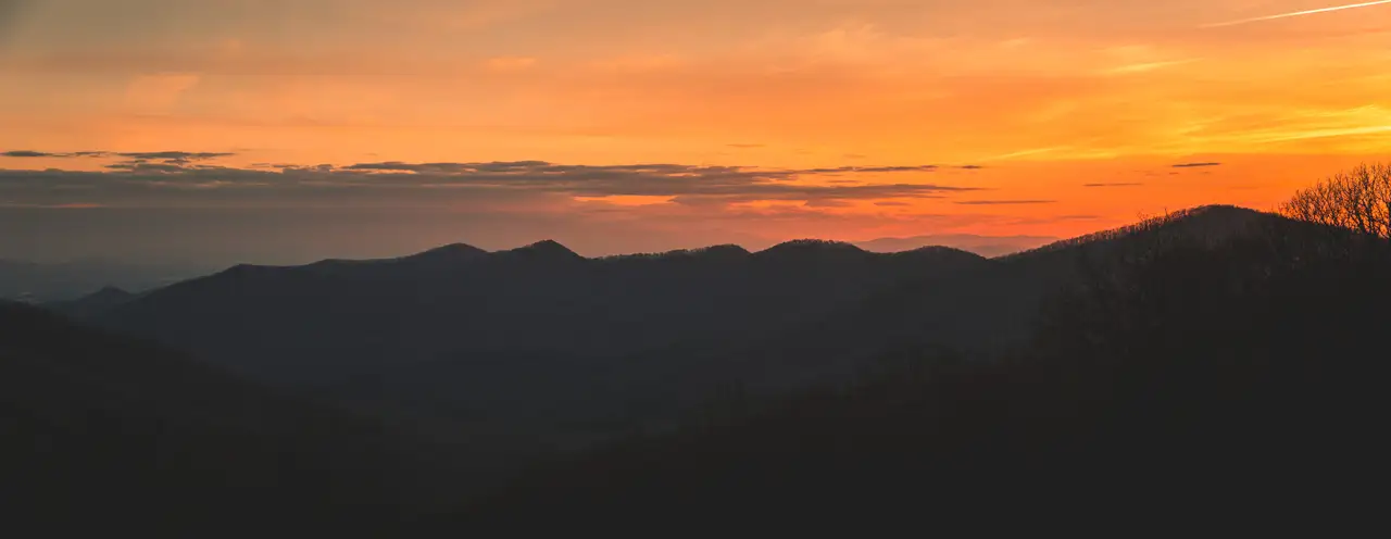 Fine-art photograph, “North Carolina Blue Ridge Mountain Panorama, Between Storms - NC Mountains 5DM44034 Pano,” from the Panoramic collection.