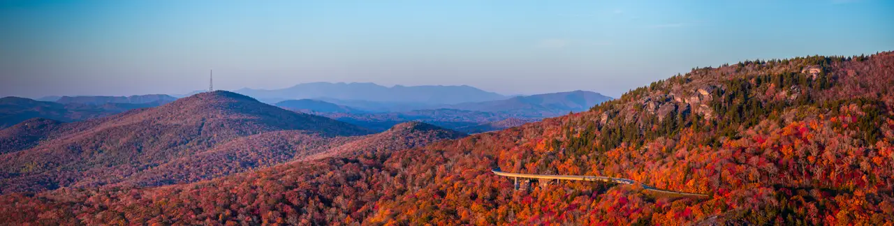 Fine-art photograph, “North Carolina Blue Ridge Mountain Panorama, Salt Air - NC mountains RFIV2138 Pano,” from the Panoramic collection.