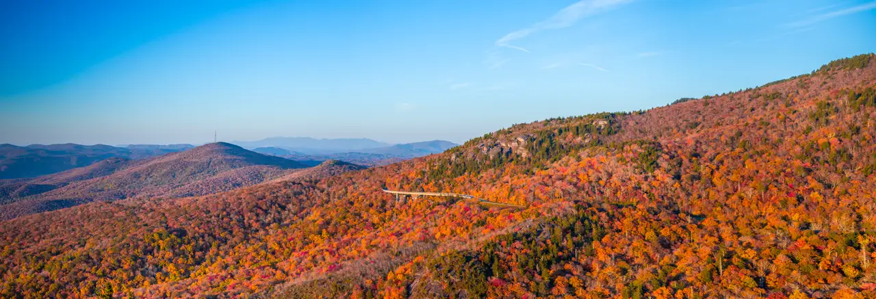 Fine-art photograph, “North Carolina Blue Ridge Mountain Panorama, First Color - NC mountains RFIV2194 Pano,” from the Panoramic collection.