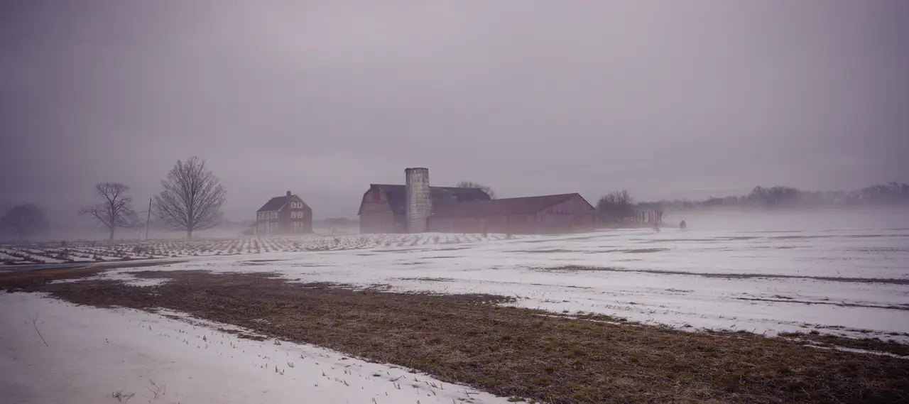 Fine-art photograph, “Snowy New Jersey Farm Panorama - Rural NJ RFIV6594 Pano,” from the Panoramic collection.