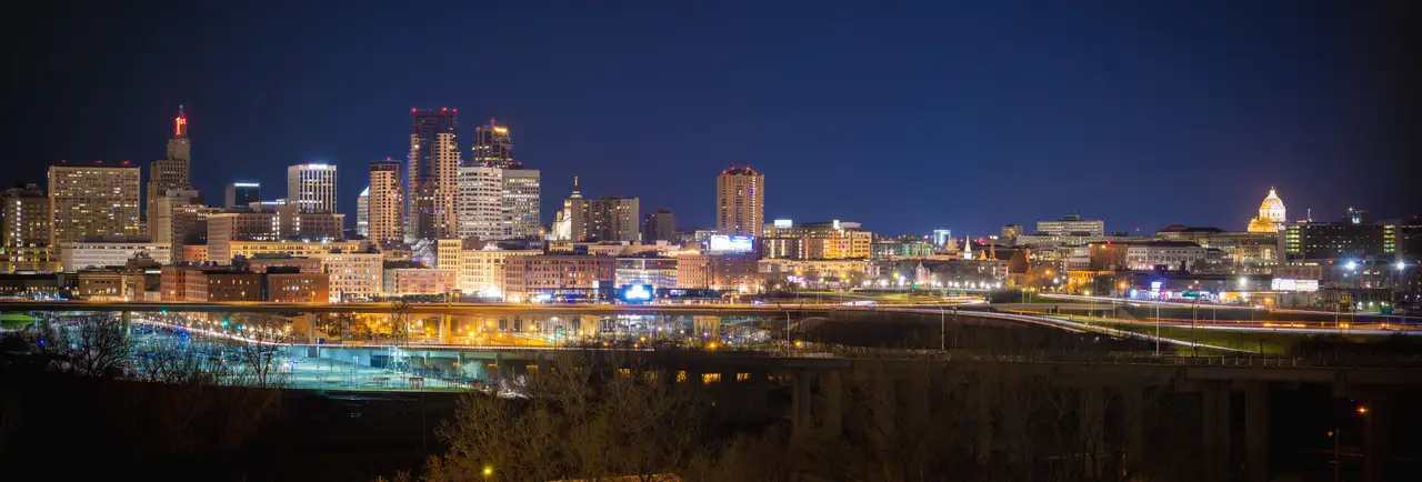 Fine-art photograph, “Saint Paul Skyline Across the Mississippi River Panorama, Earth and Sky - Saint Paul Minnesota RFIV8504 Pano,” from the Panoramic collection.