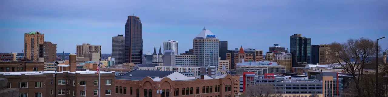 Fine-art photograph, “Saint Paul Skyline Across the Mississippi River Panorama, Blue Silence - Saint Paul Minnesota RFIV8550 Pano,” from the Panoramic collection.