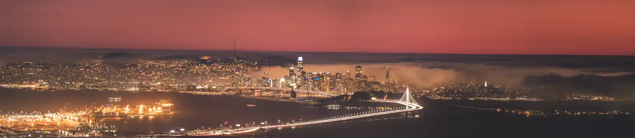 Fine-art photograph, “San Francisco Bay Skyline Panorama, Earth and Sky - San Francisco 5DM44189 Pano,” from the Panoramic collection.
