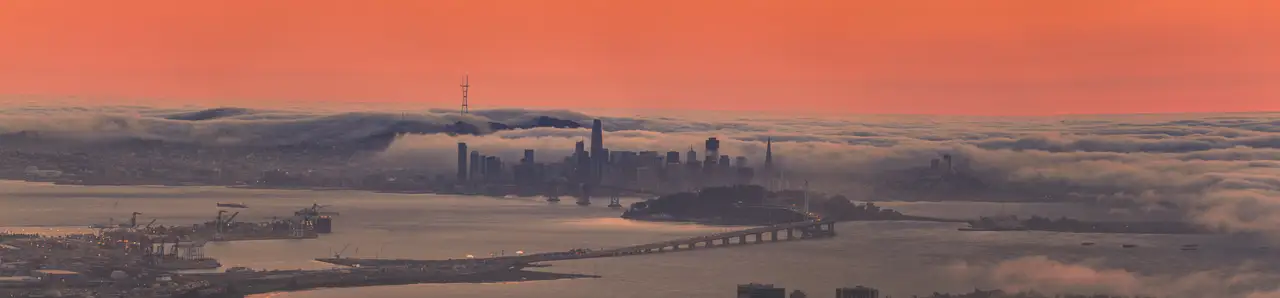 Fine-art photograph, “San Francisco Bay Skyline Panorama, Far Country - San Francisco 5DM44445 Pano,” from the Panoramic collection.