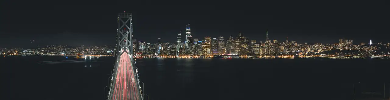 Fine-art photograph, “San Francisco Bay Skyline Panorama, Woodland Hush - San Francisco 5DM47944 Pano,” from the Panoramic collection.