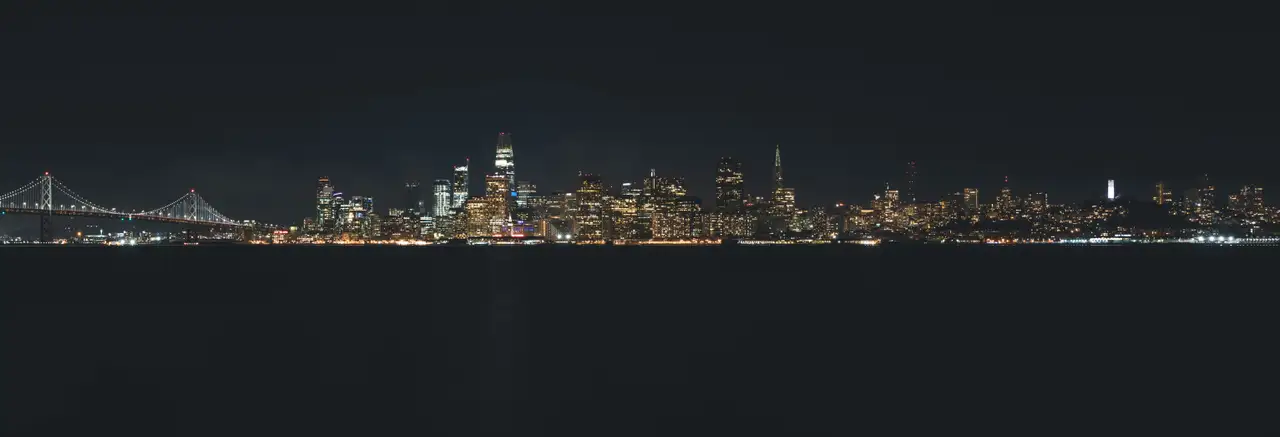 Fine-art photograph, “San Francisco Bay Skyline Panorama, Far Country - San Francisco 5DM47981 Pano,” from the Panoramic collection.