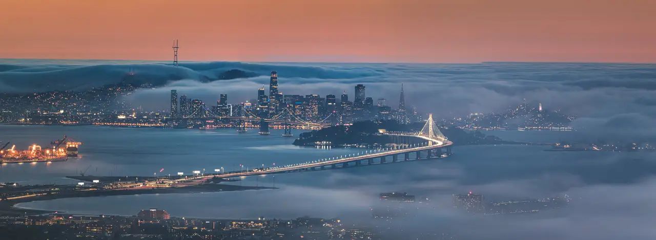 Fine-art photograph, “San Francisco Bay Skyline Panorama, Ridge Light - San francisco File for limited Pano,” from the Panoramic collection.