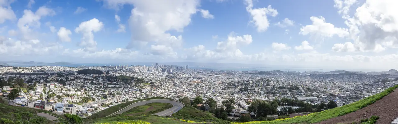 Fine-art photograph, “San Francisco Bay Skyline Panorama, Between Storms - San Francisco IMG 2317 Pano,” from the Panoramic collection.