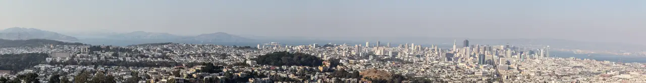 Fine-art photograph, “San Francisco Bay Skyline Panorama, Woodland Hush - San Francisco IMG 8785 Pano 2,” from the Panoramic collection.