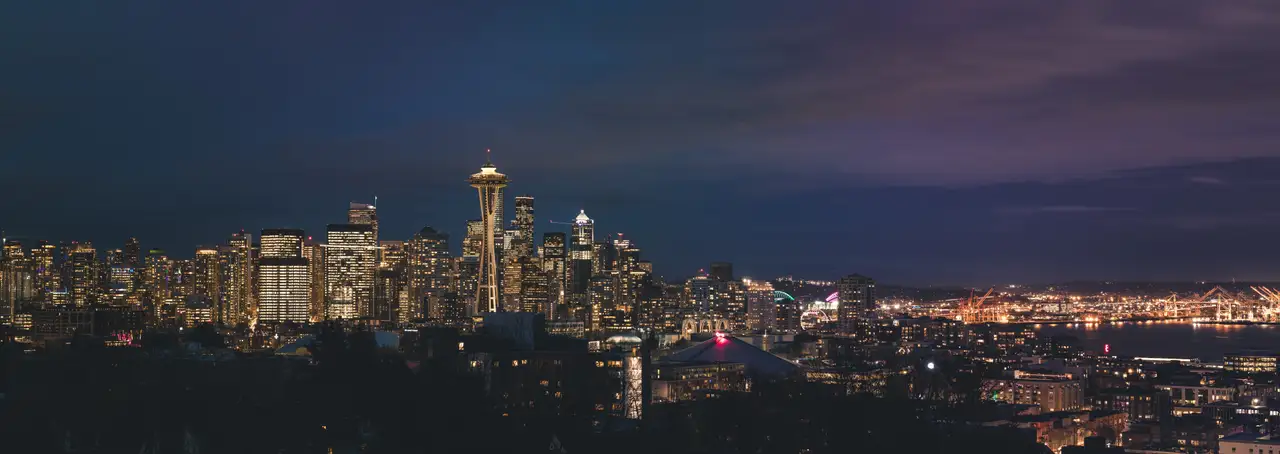 Fine-art photograph, “Seattle Skyline from Queen Anne Panorama, Clear Break - Seattle 5DM48665 Pano,” from the Panoramic collection.