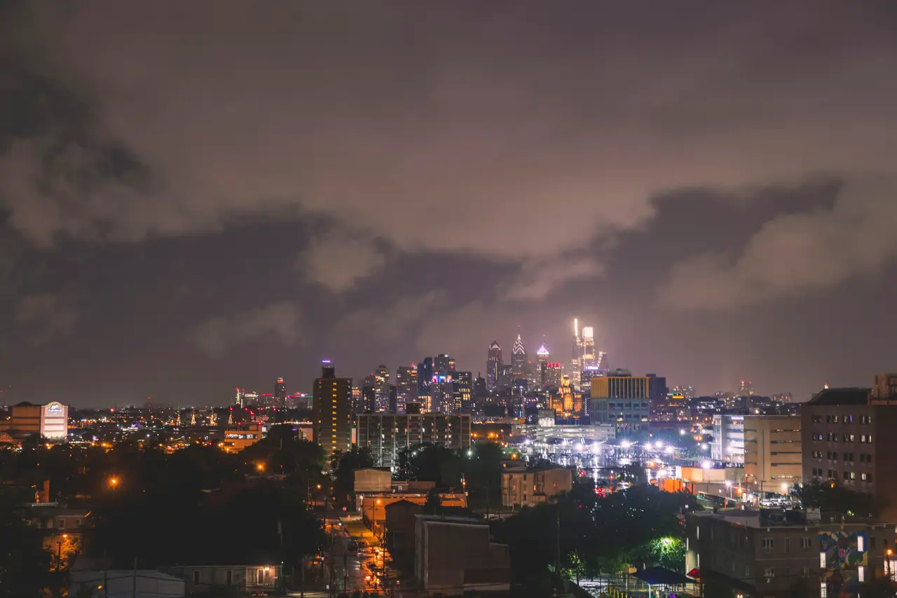 Fine-art photograph, “Philadelphia Skyline Under a Summer Storm - 5DM40600,” from the Pennsylvania - Philly collection.