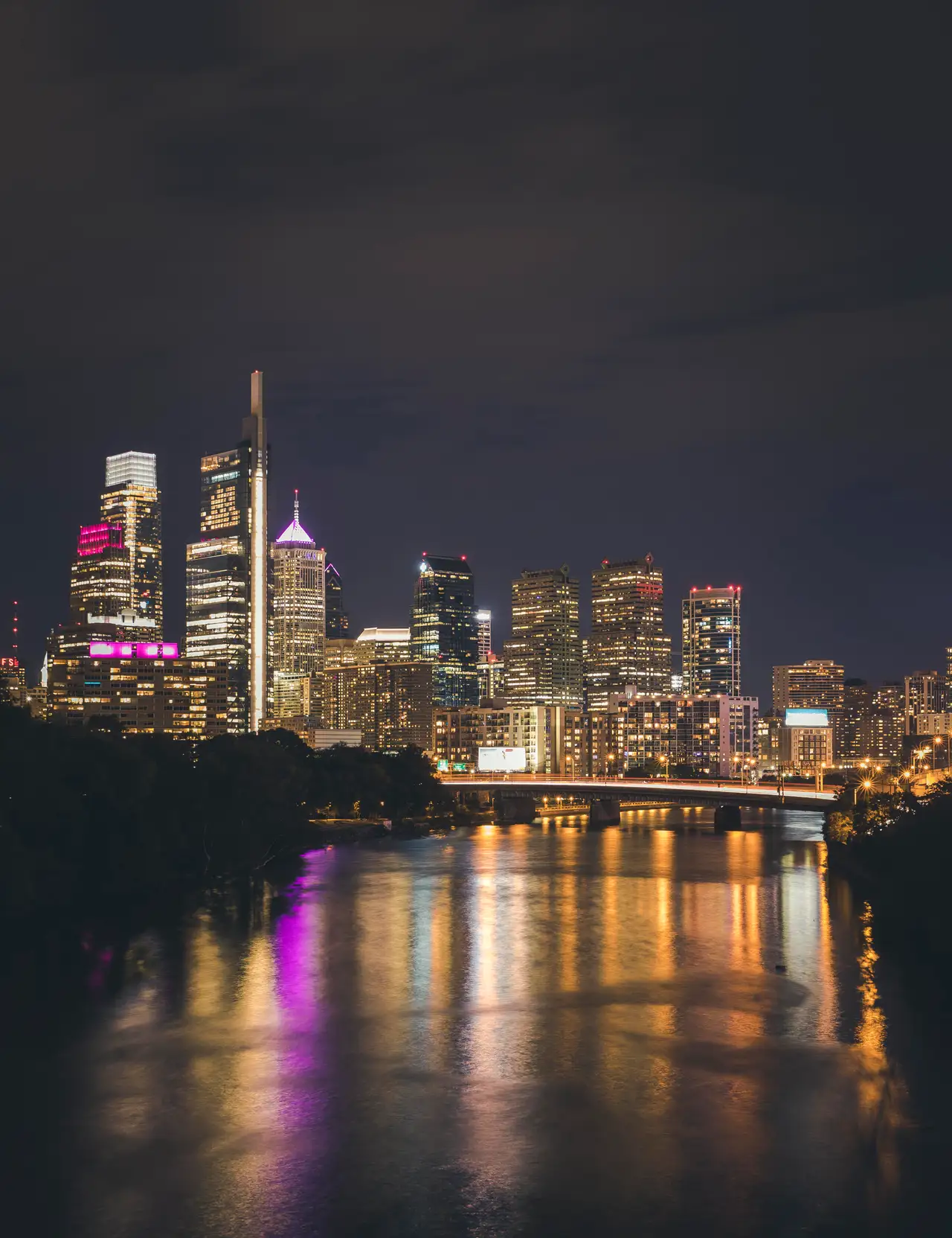 Fine-art photograph, “Philadelphia Skyline Reflected on the Schuylkill, Concrete and Sky - 5DM48495,” from the Pennsylvania - Philly collection.