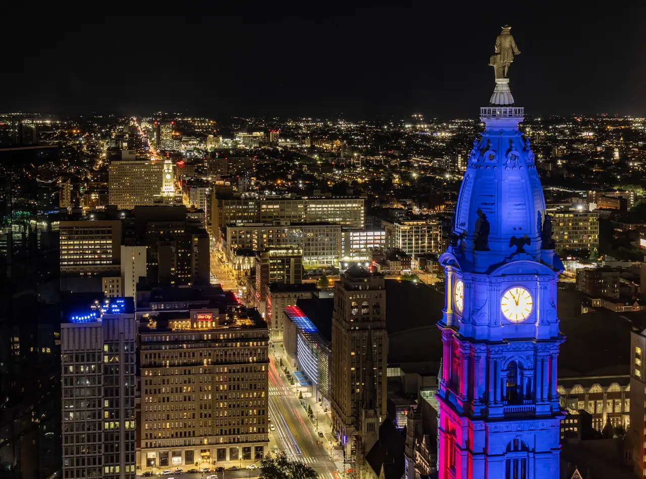 Fine-art photograph, “City Hall and Center City at Night - FIV6012,” from the Pennsylvania - Philly collection.
