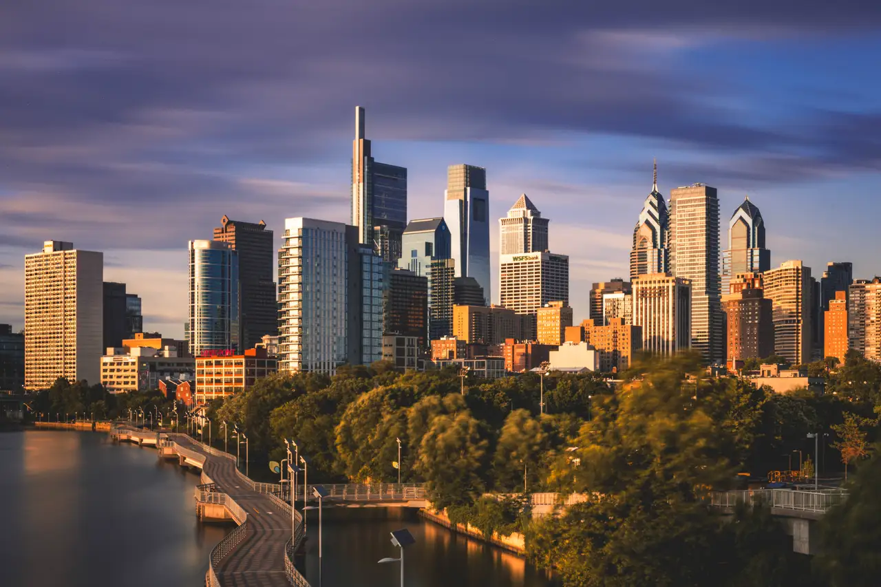 Fine-art photograph, “Philadelphia Skyline on the Schuylkill River - FIV6155,” from the Pennsylvania - Philly collection.