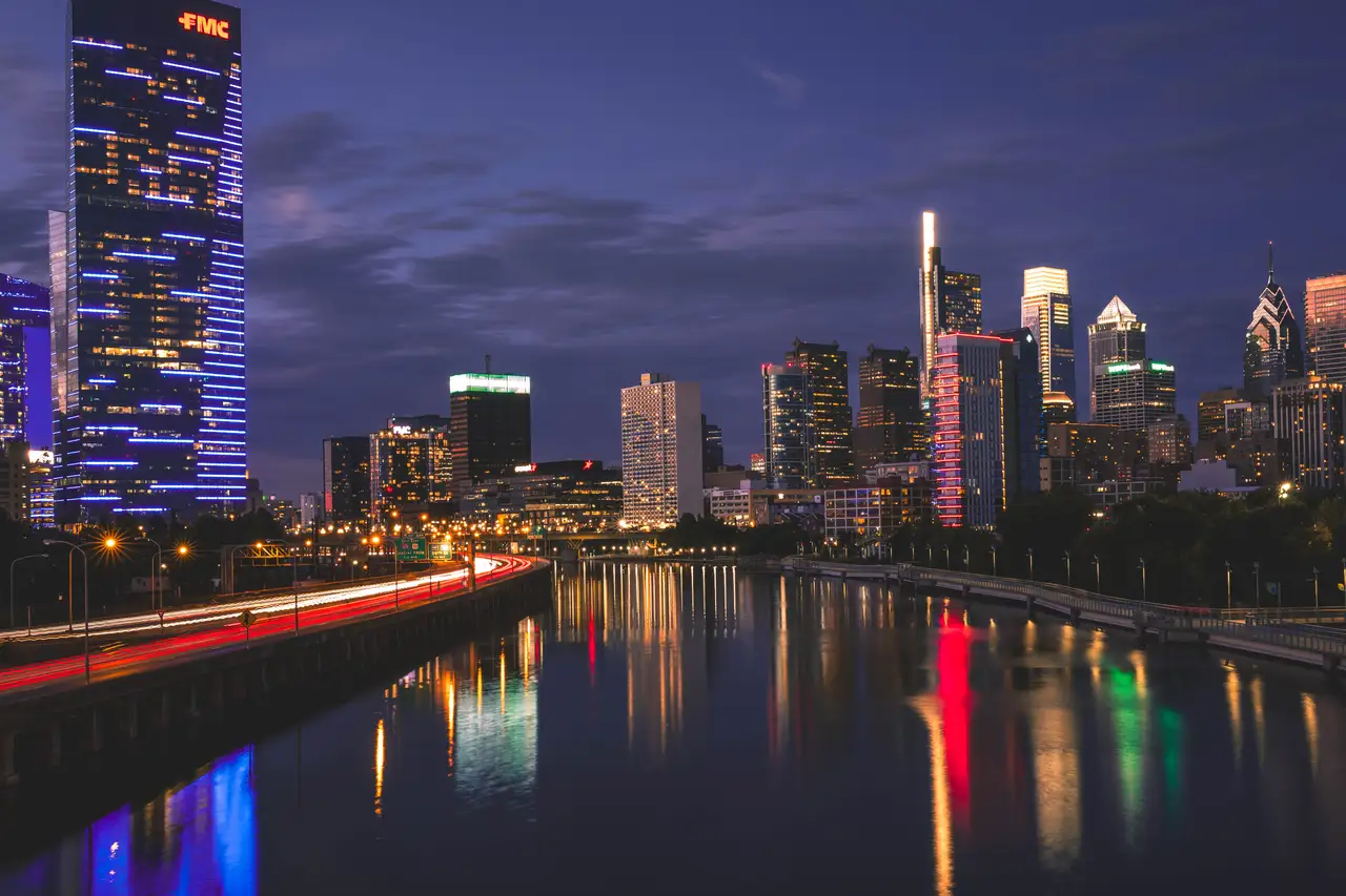 Fine-art photograph, “Philadelphia Skyline at Twilight - FIV6264,” from the Pennsylvania - Philly collection.