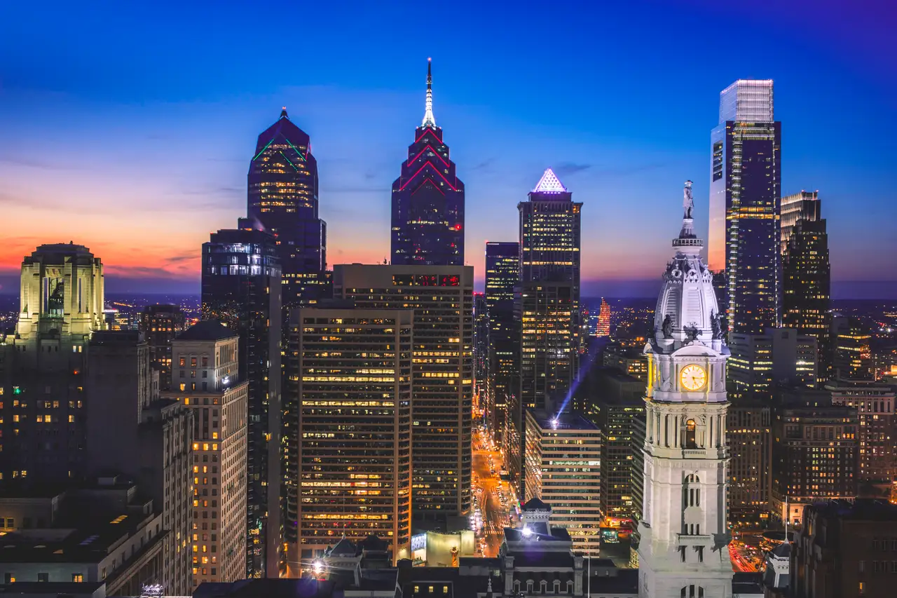 Fine-art photograph, “City Hall and Center City at Blue Hour - MG 5836,” from the Pennsylvania - Philly collection.