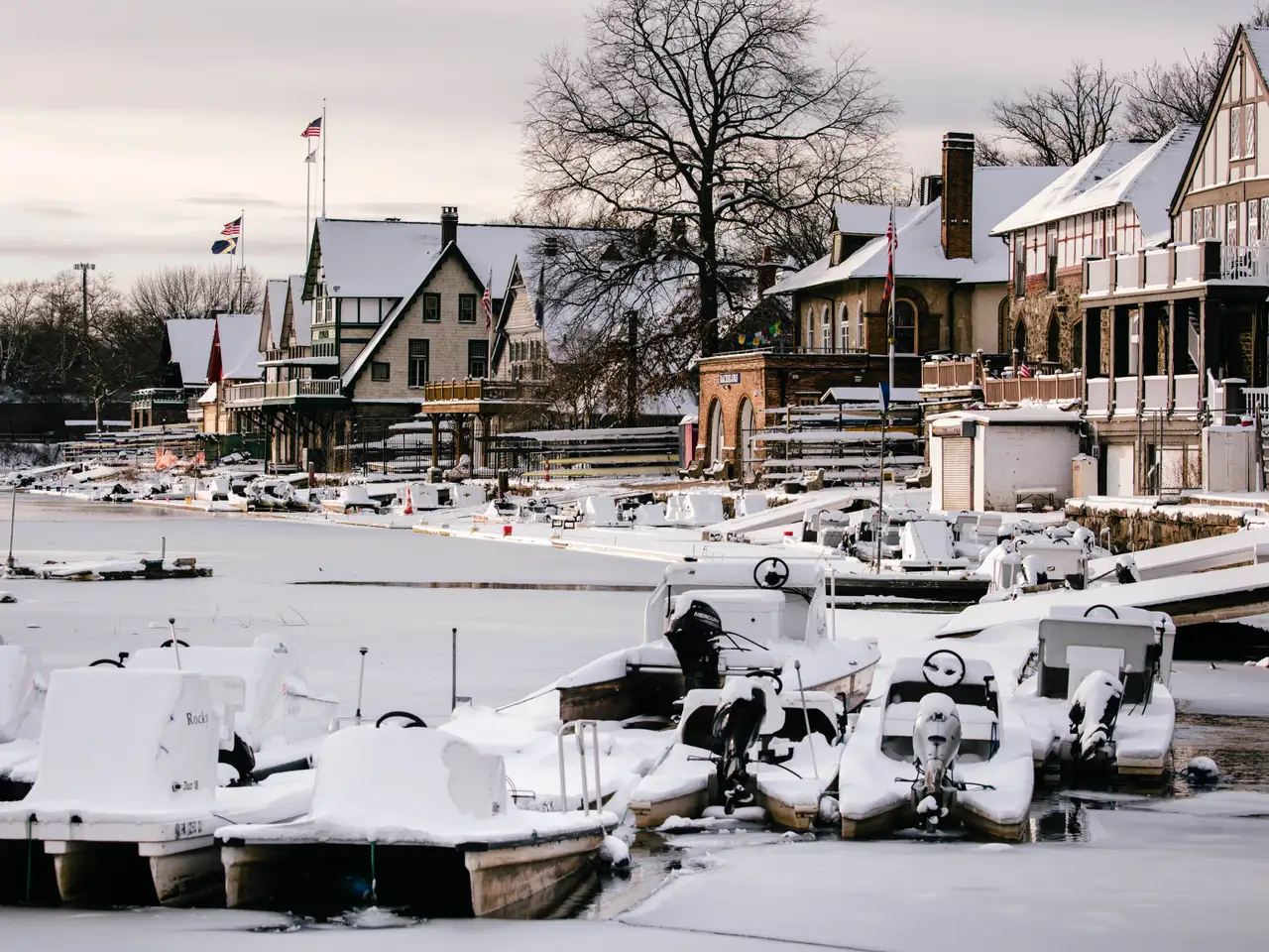 Fine-art photograph, “Boathouse Row After Snowfall - RFIV5711,” from the Pennsylvania - Philly collection.