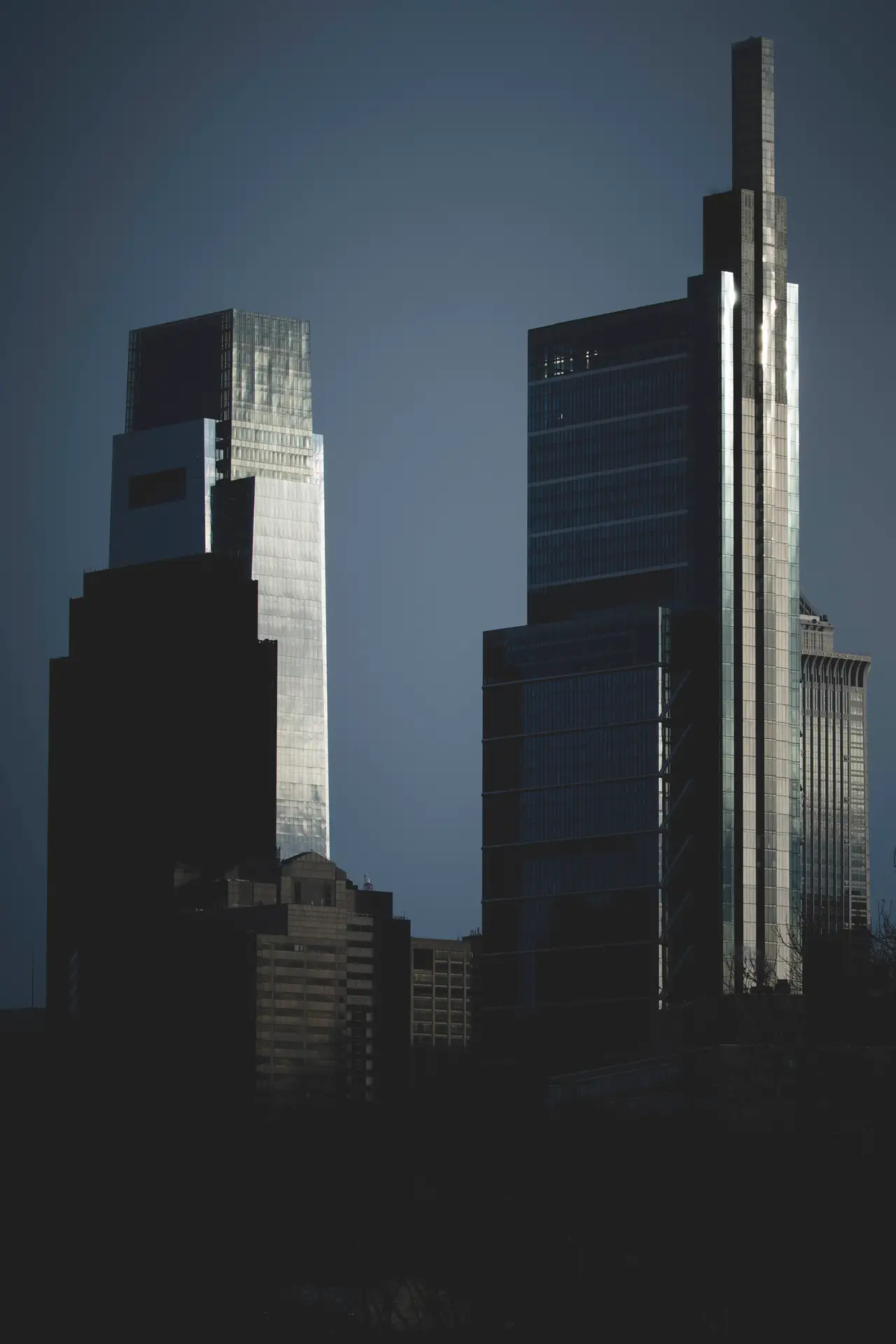 Fine-art photograph, “Comcast Towers in Evening Light - RFIV5725,” from the Pennsylvania - Philly collection.