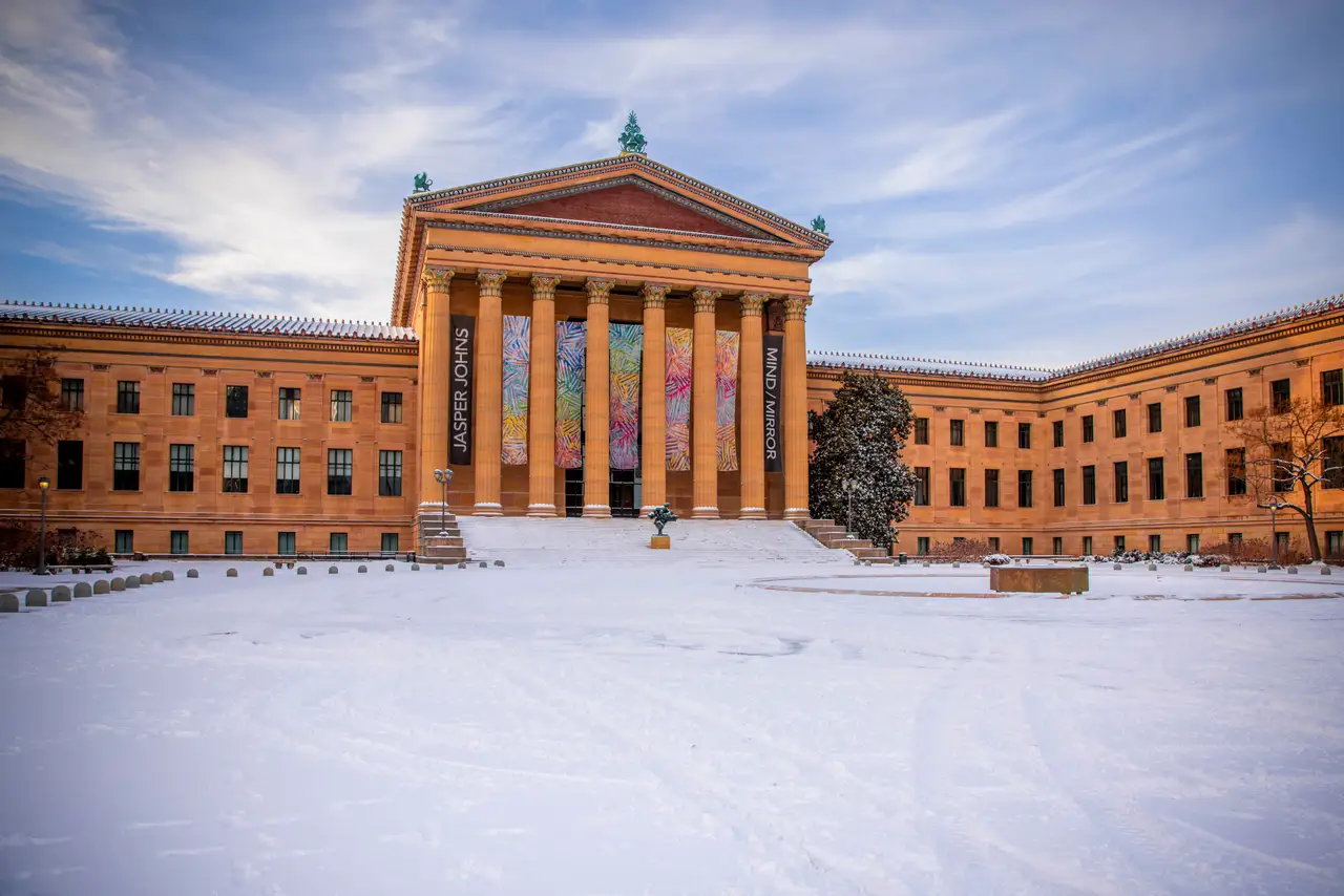Fine-art photograph, “Philadelphia Museum of Art in Snow, Night Passage - RFIV5764,” from the Pennsylvania - Philly collection.
