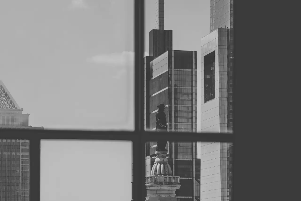 Fine-art photograph, “Philadelphia City Hall Through a Window - RFIV9092,” from the Pennsylvania - Philly collection.