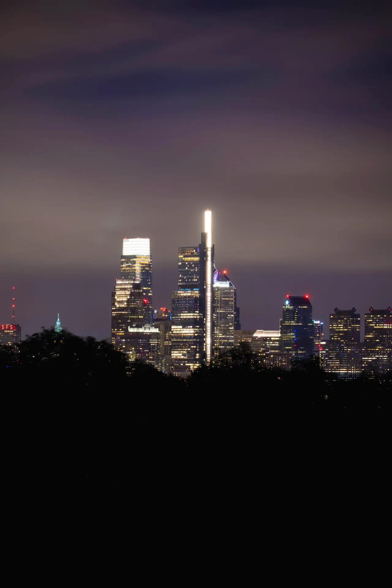 Fine-art photograph, “Philadelphia Skyline in Storm Clouds, Urban Weather - RFIV9758,” from the Pennsylvania - Philly collection.