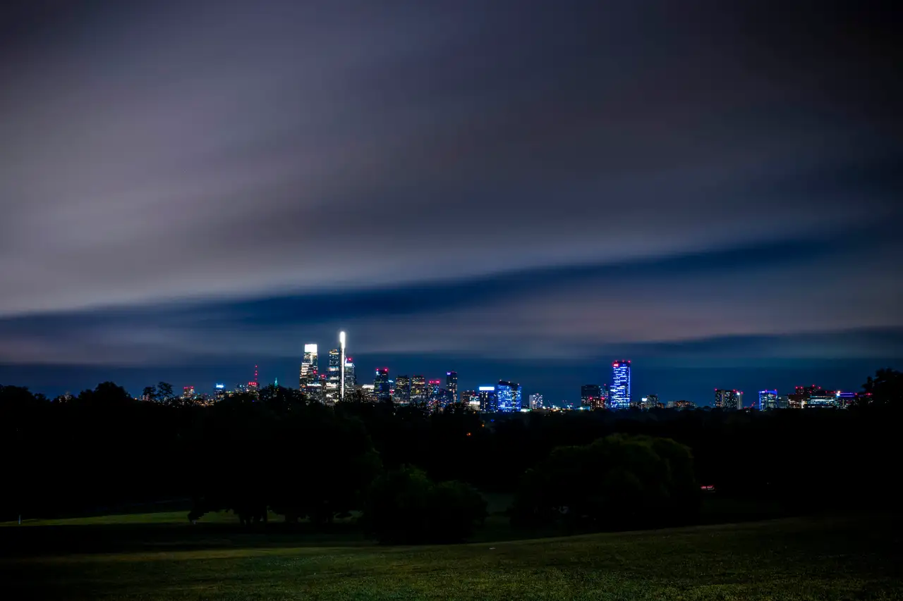 Fine-art photograph, “Philadelphia Skyline Beneath Low Clouds - RFIV9761,” from the Pennsylvania - Philly collection.