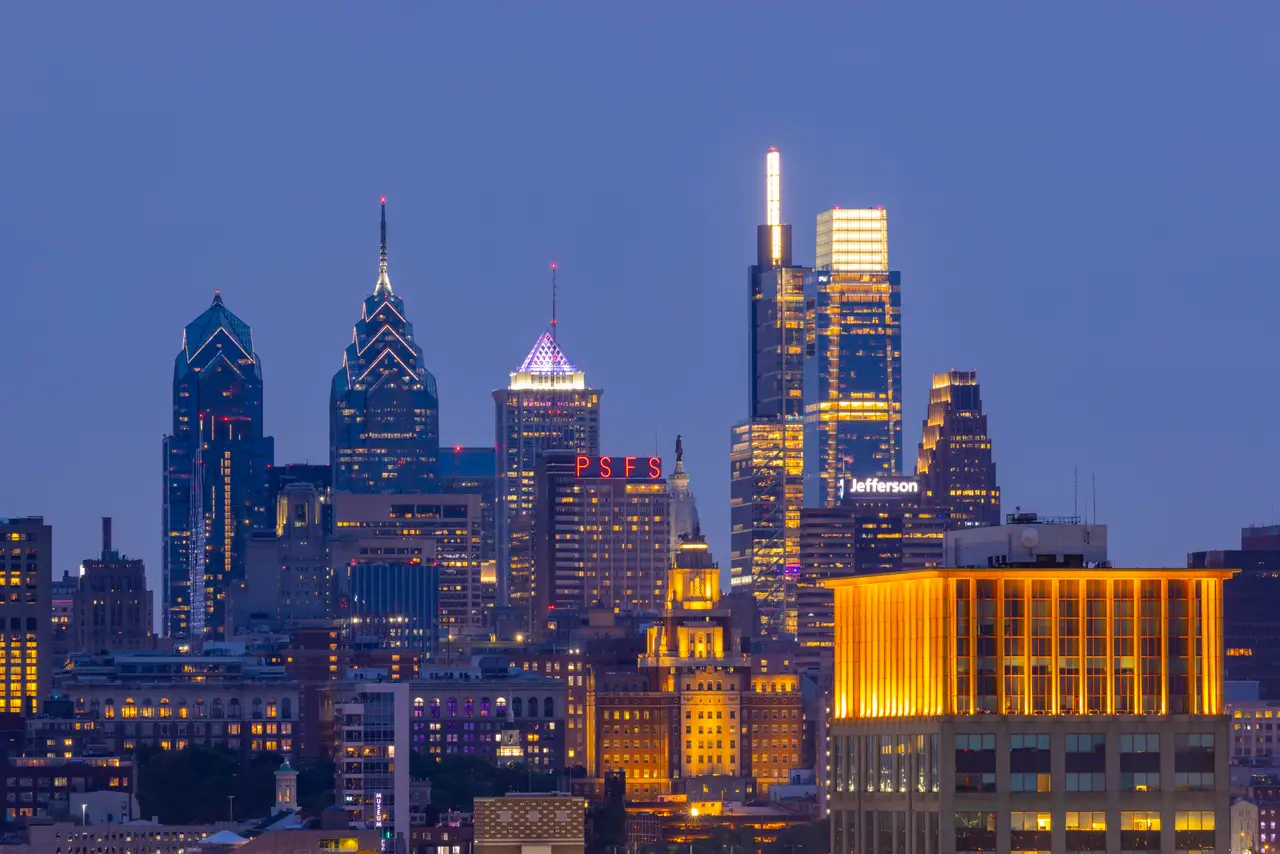 Fine-art photograph, “Philadelphia Skyline Above the Avenue of the Arts - RFIV9893,” from the Pennsylvania - Philly collection.