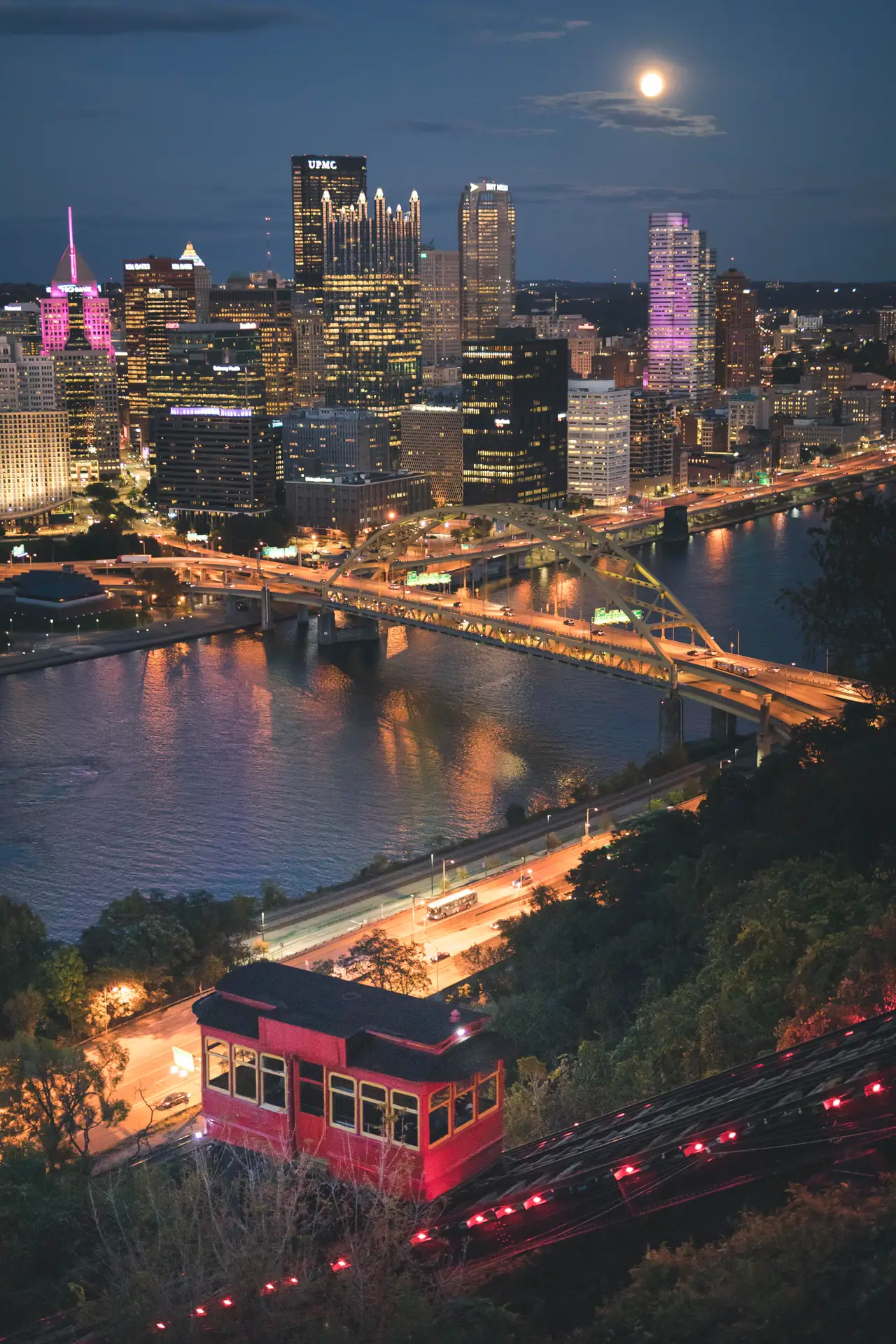Fine-art photograph, “Duquesne Incline at Blue Hour - 5DM40065,” from the Pennsylvania - Pittsburgh collection.