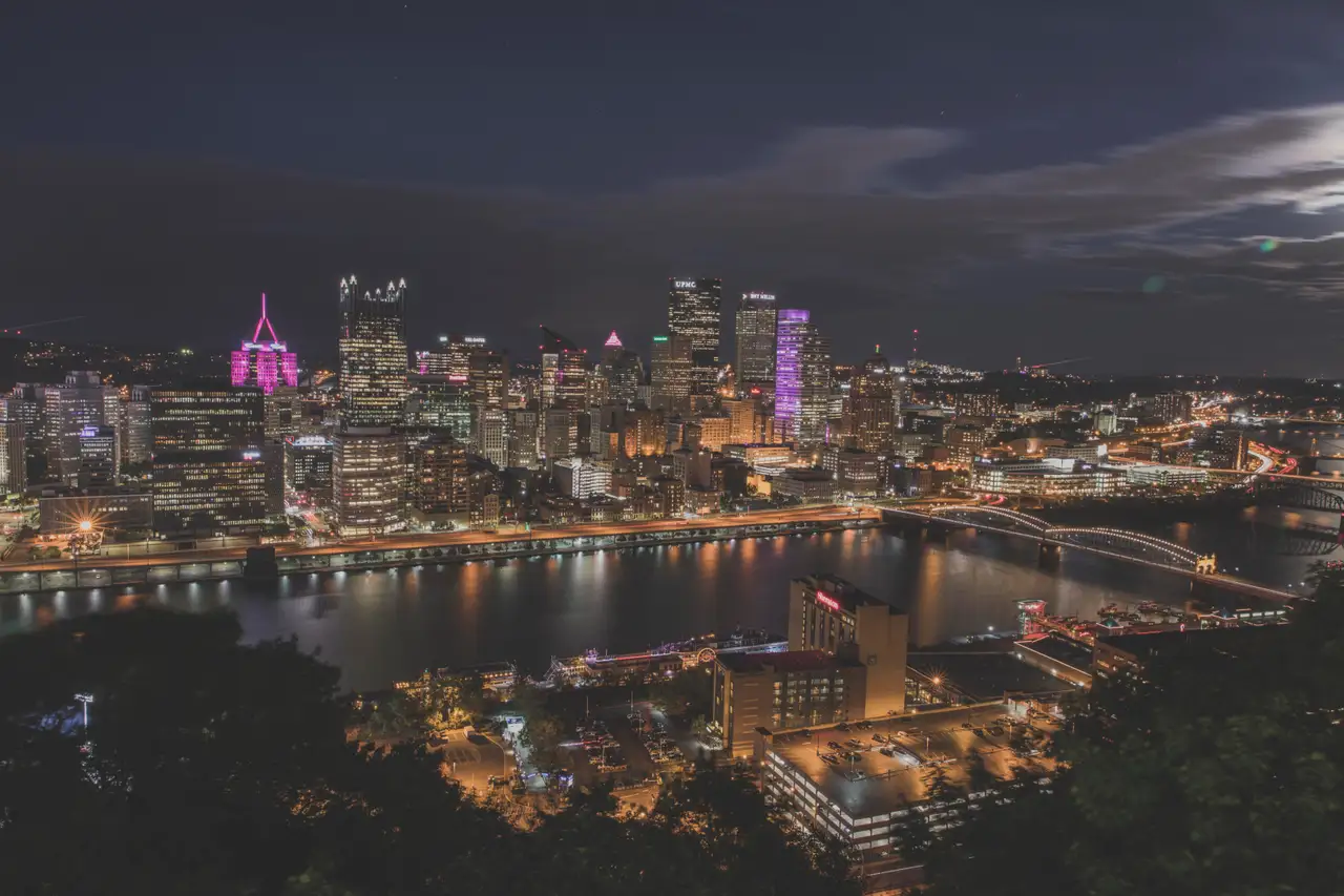 Fine-art photograph, “Pittsburgh Skyline in Storm Clouds - 5DM40074,” from the Pennsylvania - Pittsburgh collection.