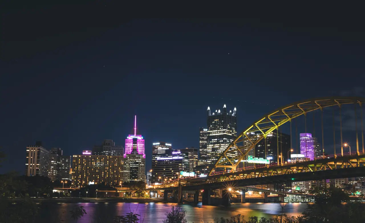 Fine-art photograph, “Pittsburgh Skyline and Fort Pitt Bridge - 5DM40116,” from the Pennsylvania - Pittsburgh collection.
