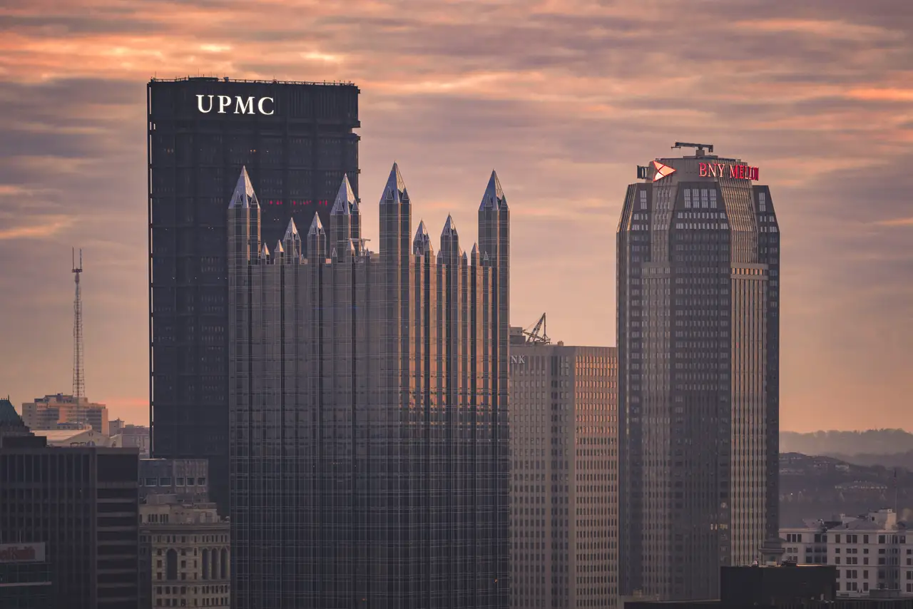 Fine-art photograph, “UPMC Tower at Sunset - FIV8248,” from the Pennsylvania - Pittsburgh collection.