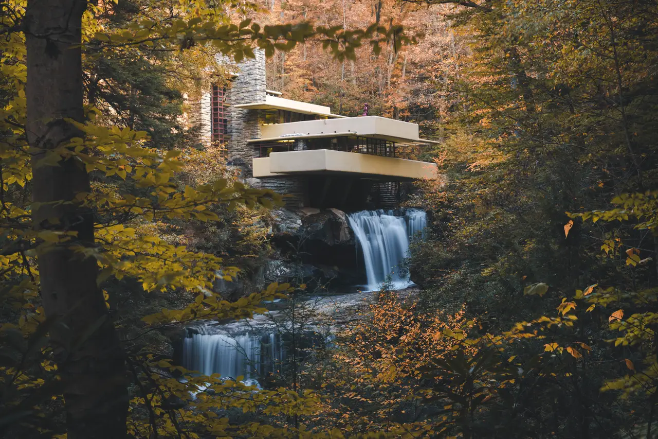 Fine-art photograph, “Fallingwater in Autumn - 5DM40211,” from the Random - Nature collection.