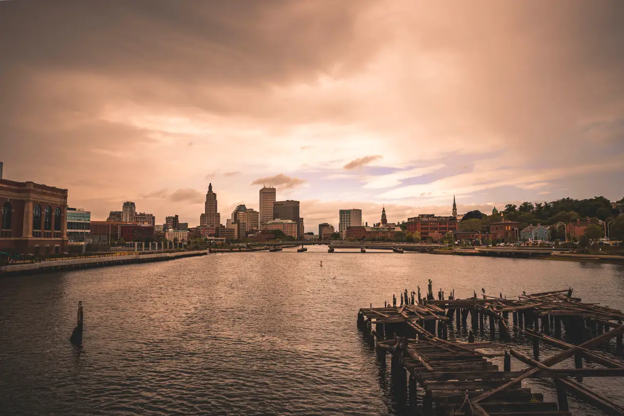 Fine-art photograph, “Providence Skyline at Sunset - RFIV0734,” from the Rhode Island collection.