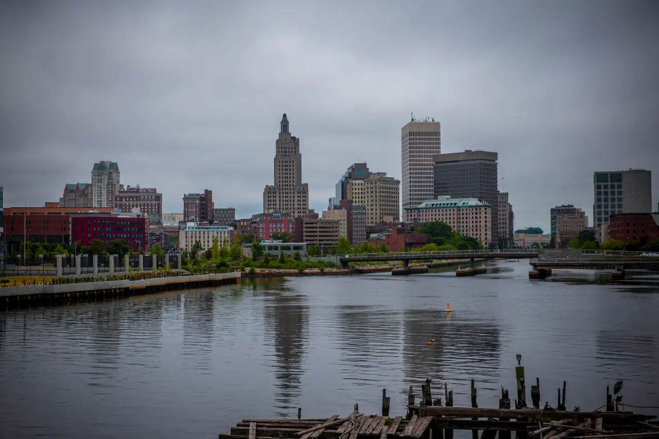 Fine-art photograph, “Providence Riverfront in Soft Light - RFIV1304,” from the Rhode Island collection.