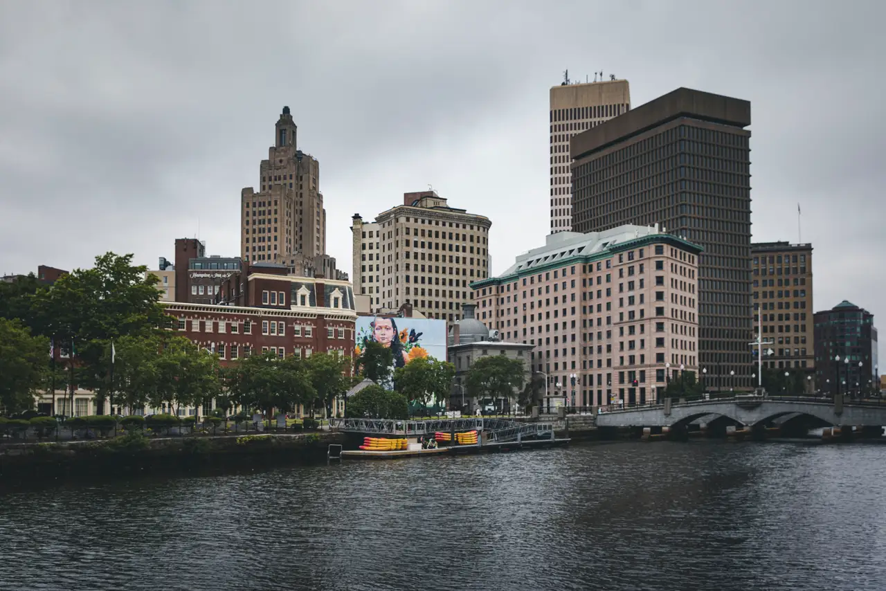 Fine-art photograph, “Providence Skyline and Riverfront - RFIV1307,” from the Rhode Island collection.
