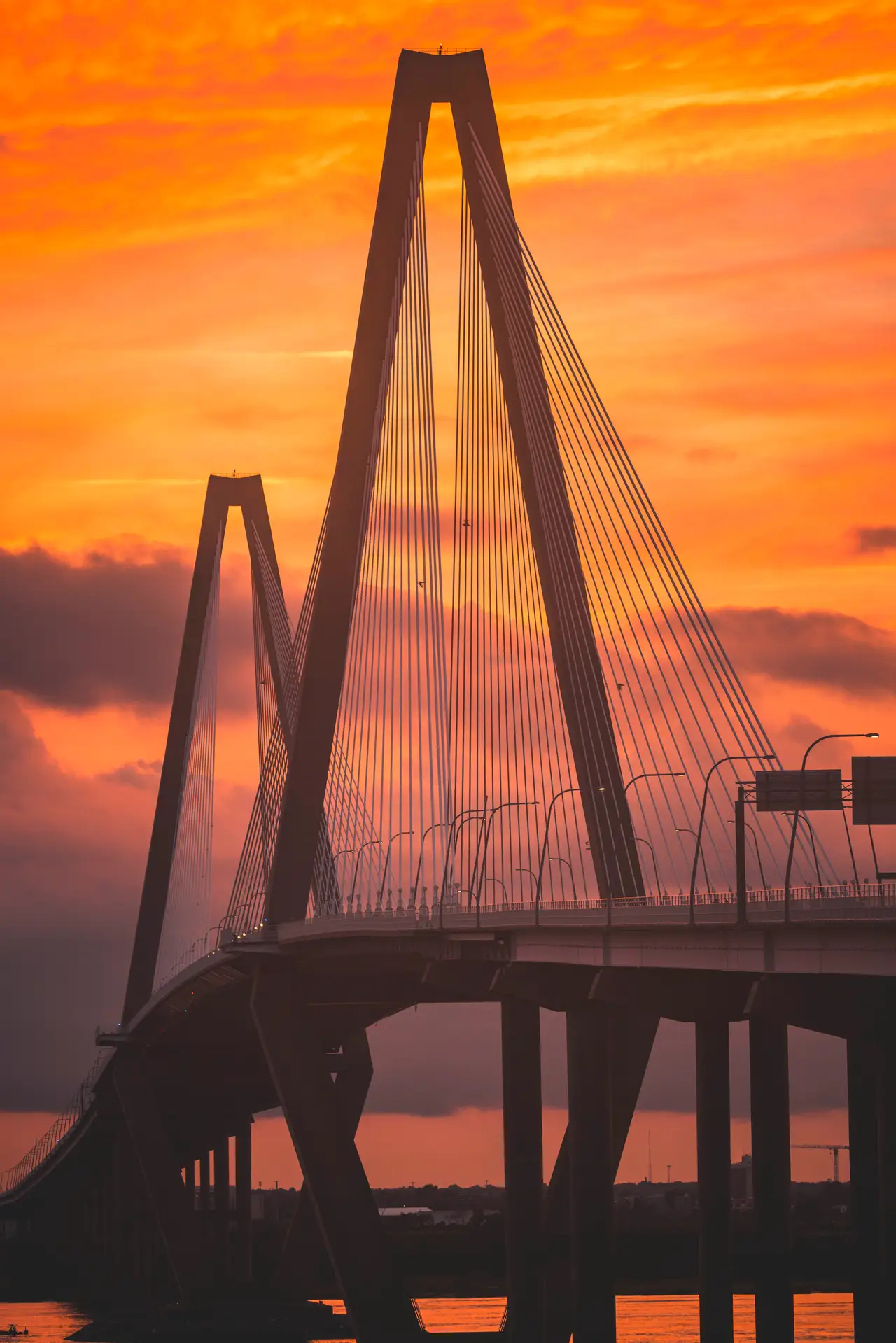 Fine-art photograph, “Ravenel Bridge in Orange Light - Charleston RFIV6565,” from the South Carolina collection.