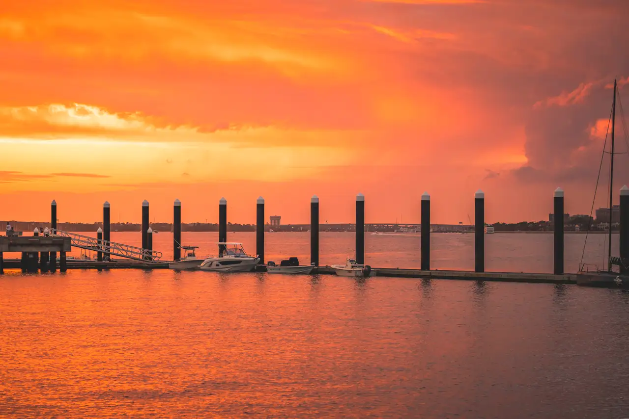 Fine-art photograph, “Charleston Harbor Pilings at Sunset - Charleston RFIV7356,” from the South Carolina collection.