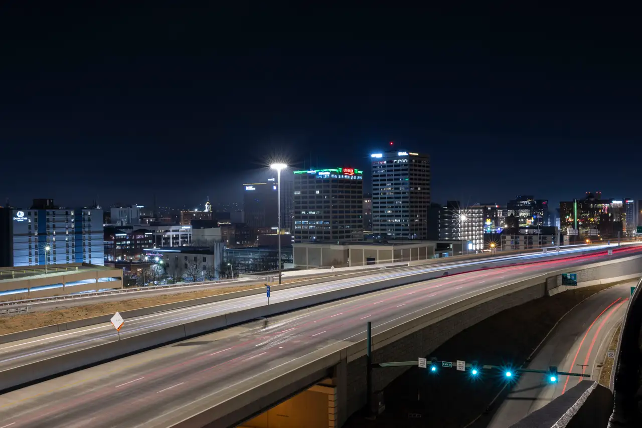 Fine-art photograph, “Chattanooga Interstate Light Trails at Night - Chattanooga FIV7498,” from the Tennessee collection.