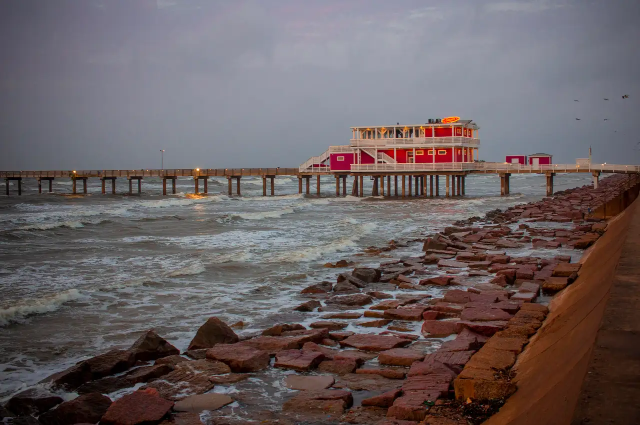 Fine-art photograph, “Galveston Pier Along the Seawall - MG 2662,” from the Texas collection.