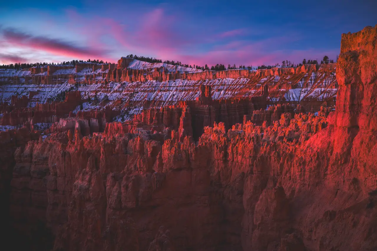 Fine-art photograph, “Bryce Canyon Hoodoos in Red Light, First Color - 5M2A6319,” from the Utah collection.