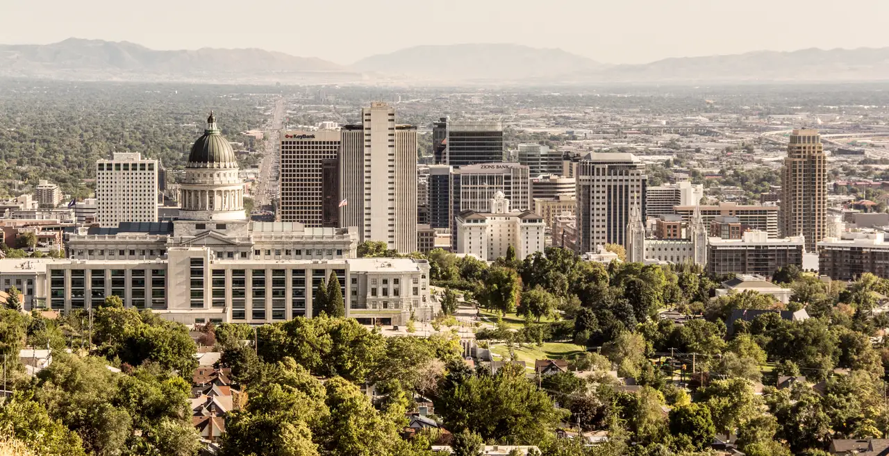 Fine-art photograph, “Salt Lake City Skyline and Mountains - IMG 5933 2,” from the Utah collection.