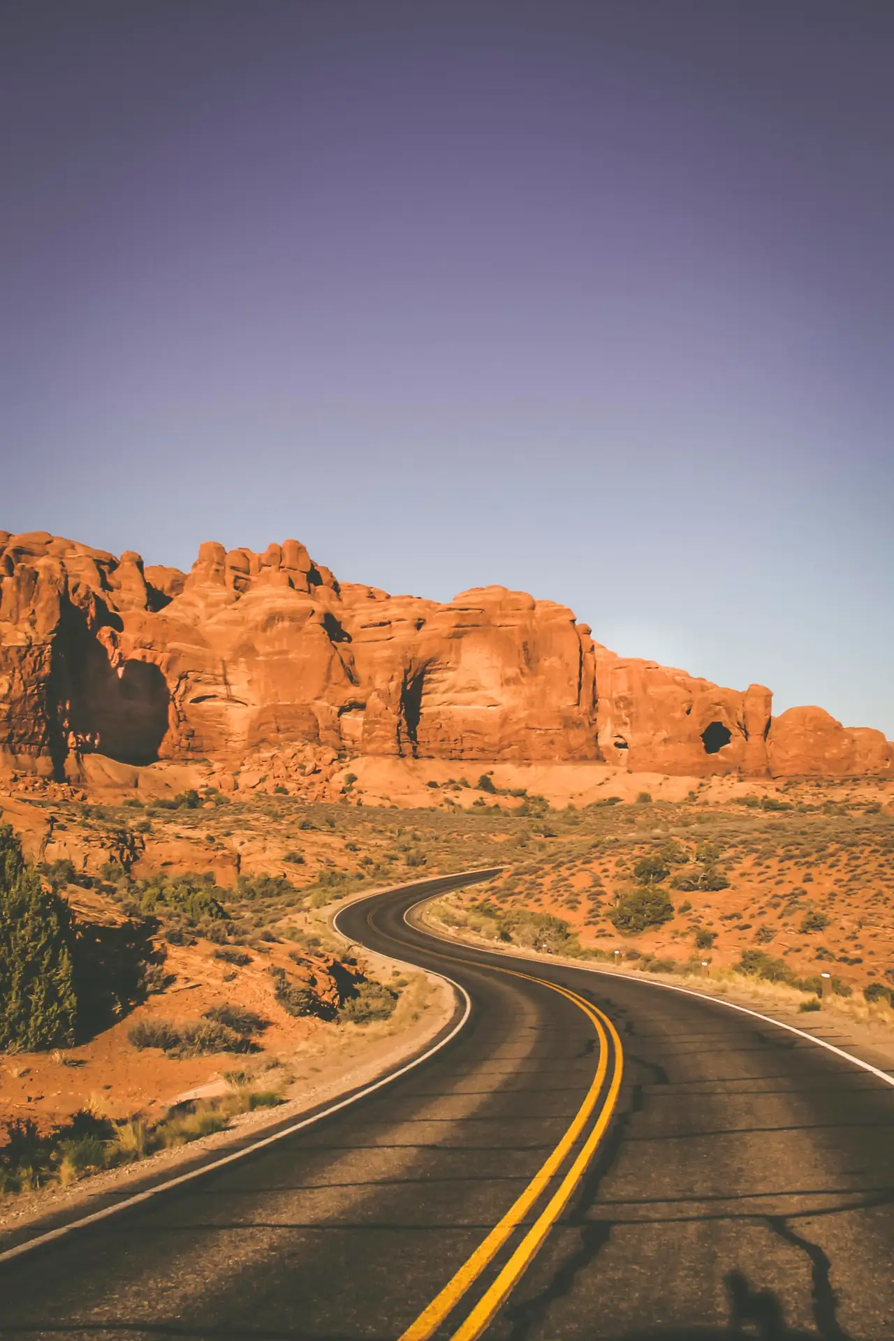 Fine-art photograph, “Arches National Park Road at Dusk - IMG 7471,” from the Utah collection.