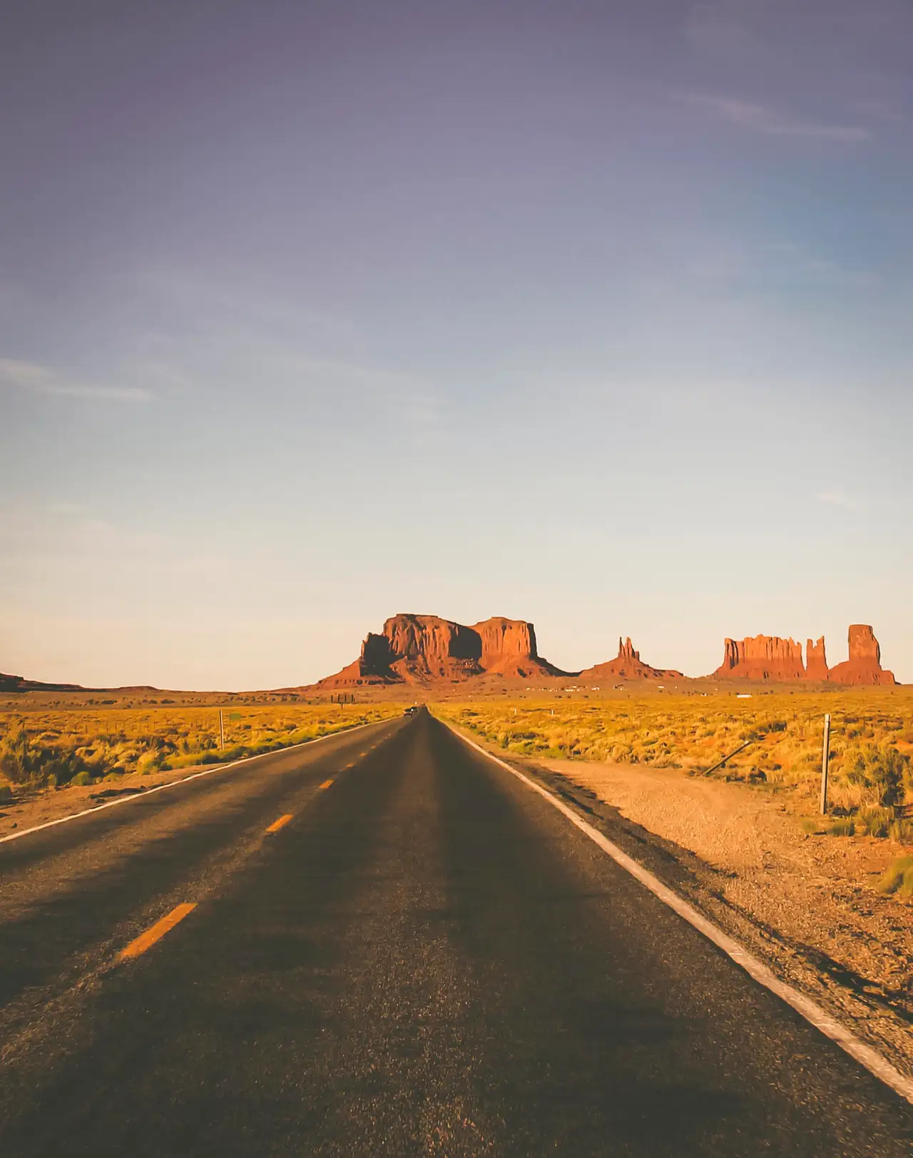 Fine-art photograph, “Monument Valley Road at Sunset - IMG 8460,” from the Utah collection.