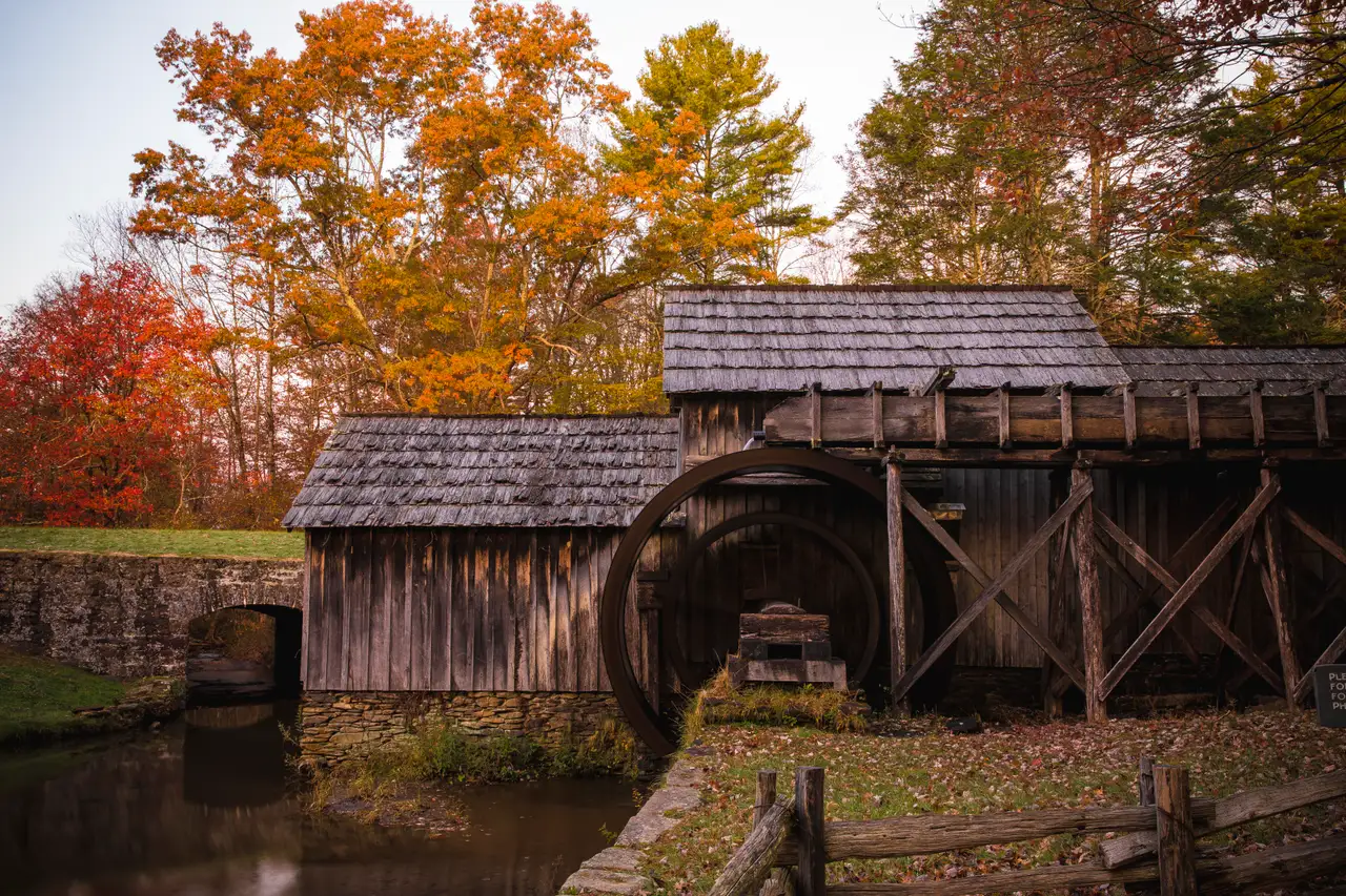 Fine-art photograph, “Mabry Mill in Autumn - 5DM41300,” from the Virginia - non city collection.