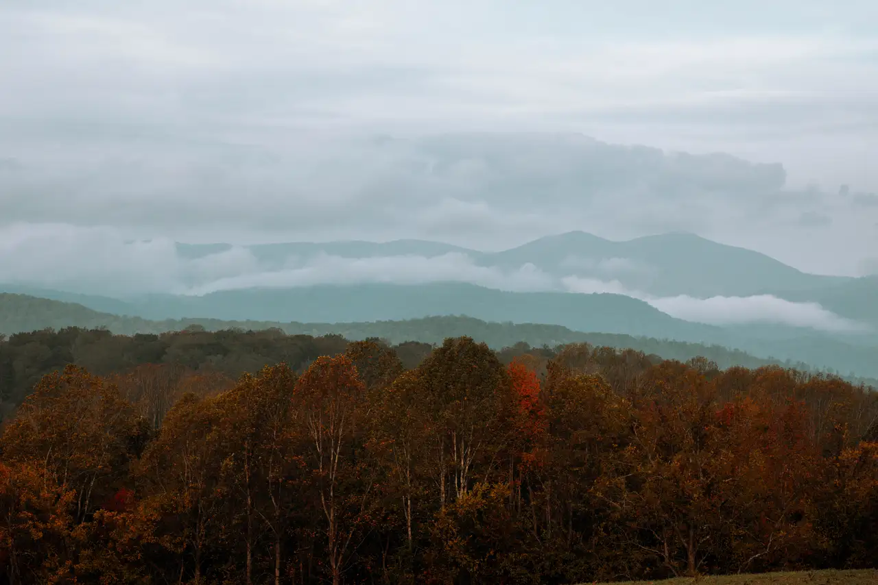 Fine-art photograph, “Blue Ridge Mountain Layers in Fog - 5M2A3055,” from the Virginia - non city collection.