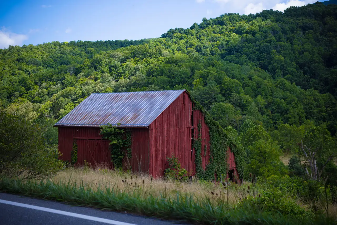 Fine-art photograph, “Virginia Red Barn in Spring - FIV2215,” from the Virginia - non city collection.