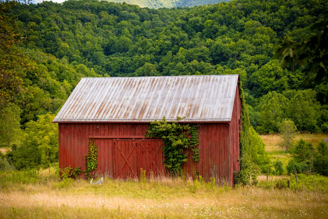 Fine-art photograph, “Virginia Red Barn and Green Hills - FIV2222,” from the Virginia - non city collection.