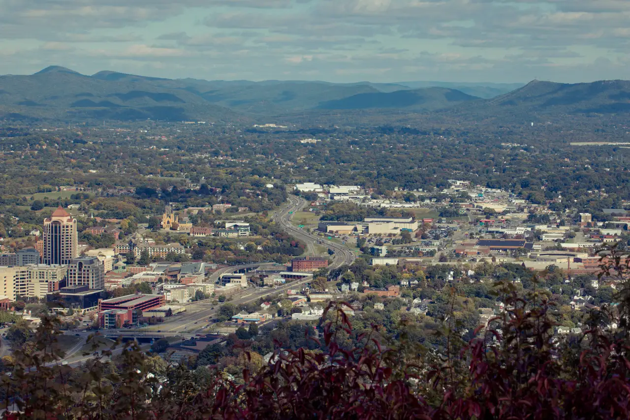 Fine-art photograph, “Roanoke Skyline Beneath the Blue Ridge - Roanoke RFIV4878,” from the Virginia collection.