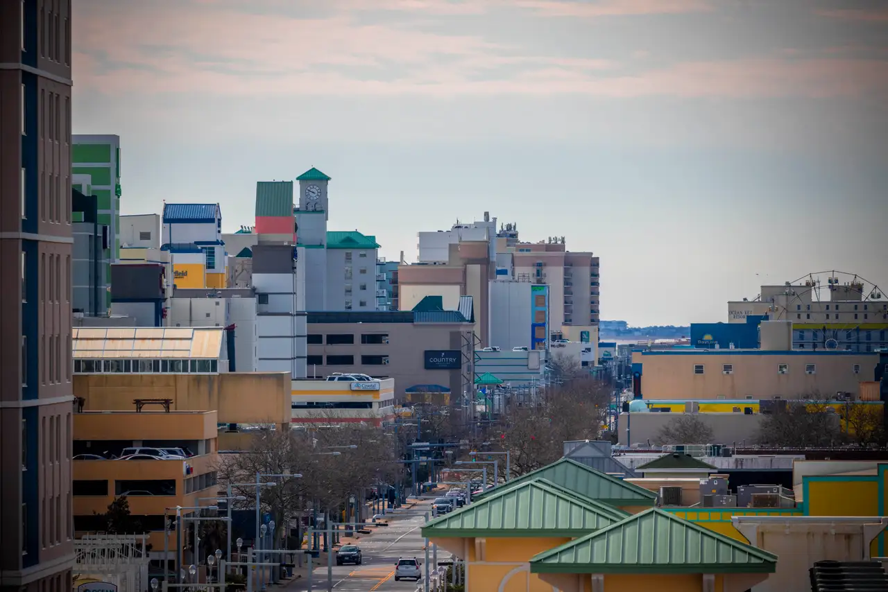 Fine-art photograph, “Virginia Beach Oceanfront Skyline - Va Beach RFIV5815,” from the Virginia collection.