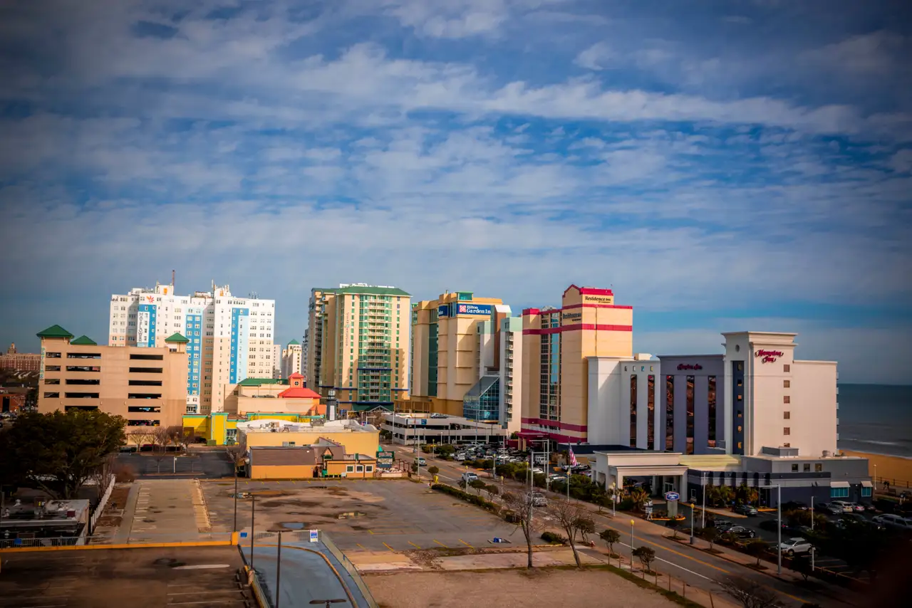 Fine-art photograph, “Virginia Beach Oceanfront Under Clouds - Va Beach RFIV5823,” from the Virginia collection.